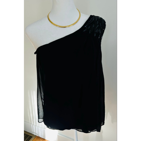 Cynthia Rowley Tops - Women's Cynthia Rowley Black One-Shoulder Beaded Blouse XS NYE